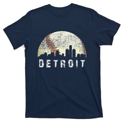 Vintage Detroit Cityscape Baseball Lover T-Shirt