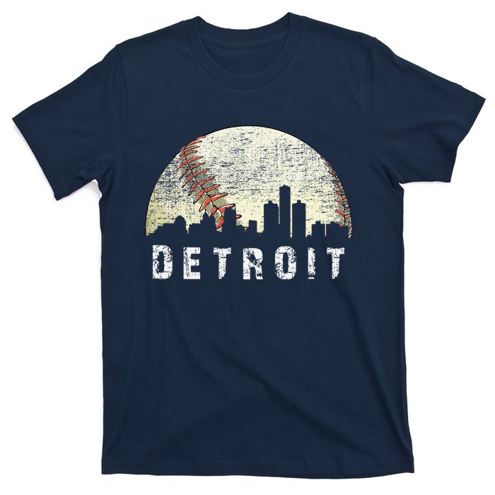 Vintage Detroit Cityscape Baseball Lover T-Shirt