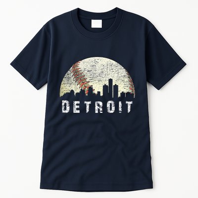 Vintage Detroit Cityscape Baseball Lover Tall T-Shirt