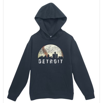 Vintage Detroit Cityscape Baseball Lover Urban Pullover Hoodie