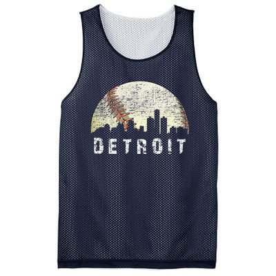 Vintage Detroit Cityscape Baseball Lover Mesh Reversible Basketball Jersey Tank