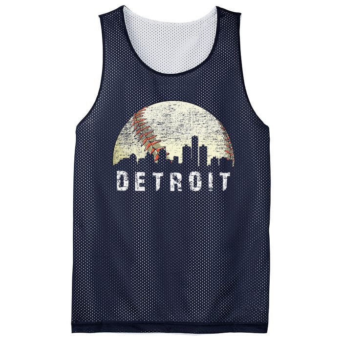 Vintage Detroit Cityscape Baseball Lover Mesh Reversible Basketball Jersey Tank