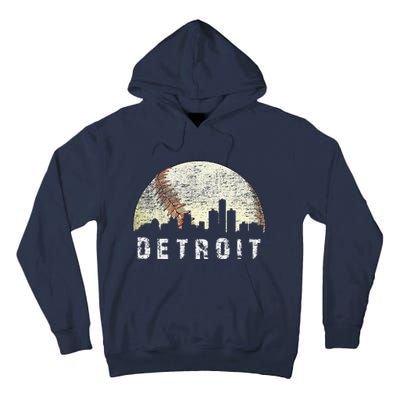 Vintage Detroit Cityscape Baseball Lover Tall Hoodie