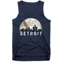 Vintage Detroit Cityscape Baseball Lover Tank Top