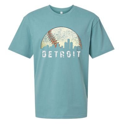 Vintage Detroit Cityscape Baseball Lover Sueded Cloud Jersey T-Shirt