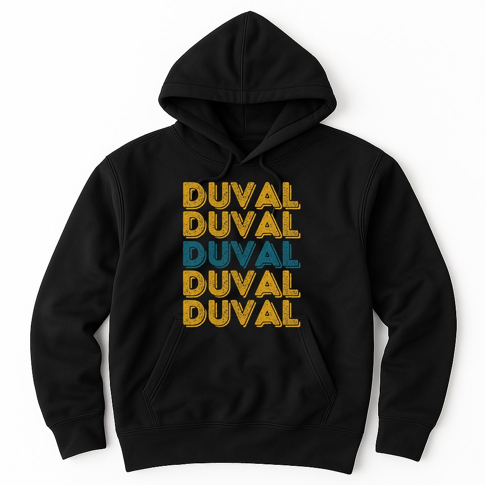Vintage Duval County Florida Retro Duval Teal And Gold Hoodie