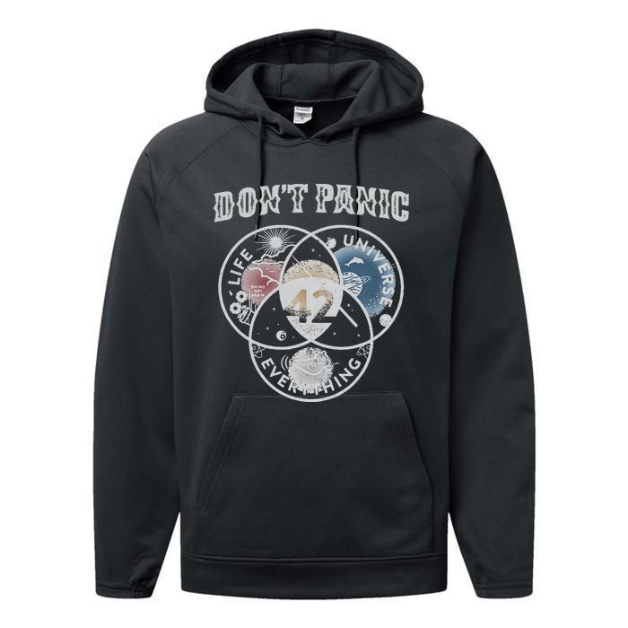 Venn Diagram DonT Panic Life The Universe And Everything 42 Performance Fleece Hoodie