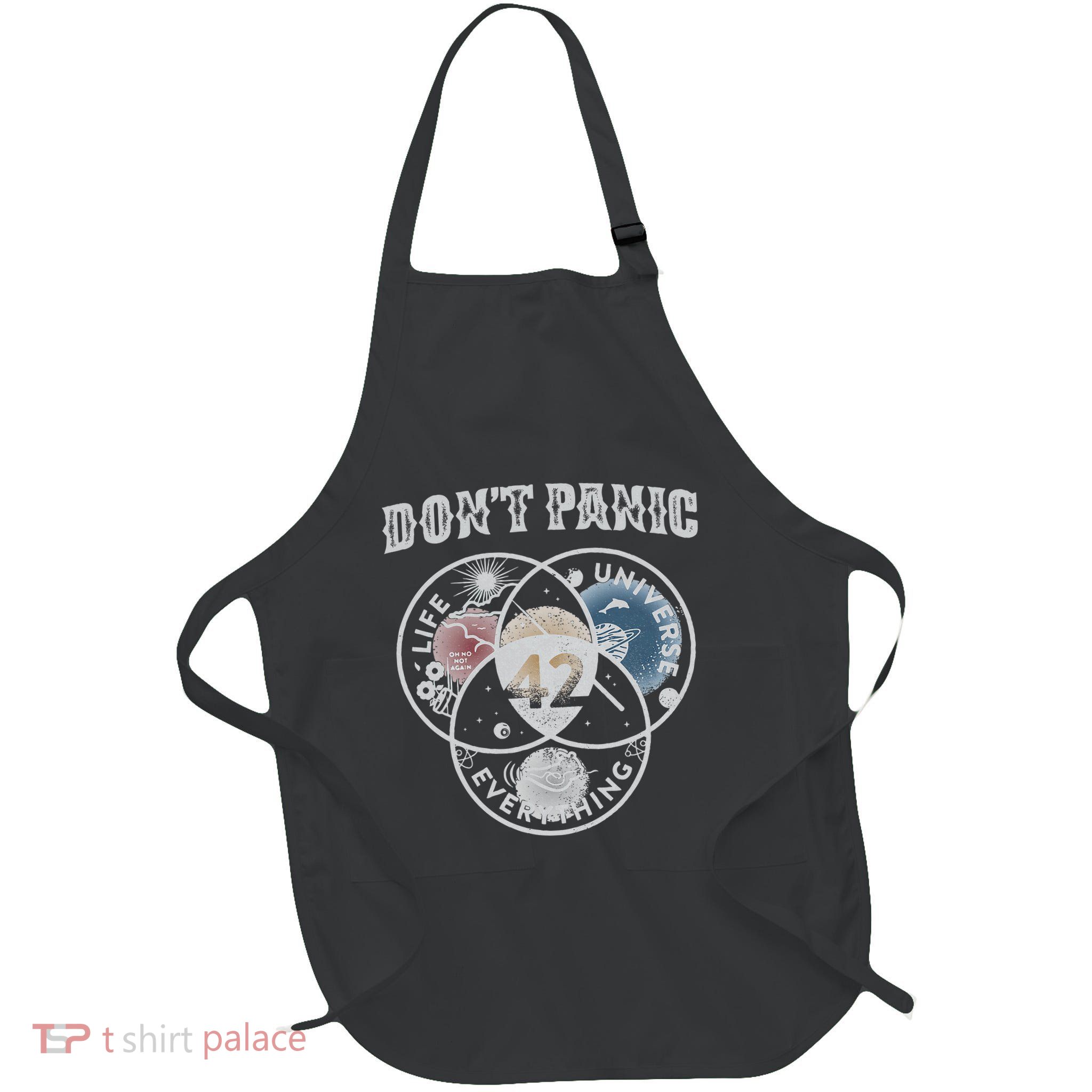 Venn Diagram DonT Panic Life The Universe And Everything 42 Full-Length Apron With Pockets