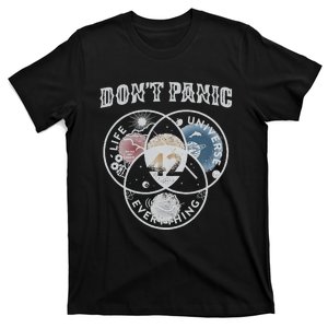 Venn Diagram DonT Panic Life The Universe And Everything 42 T-Shirt