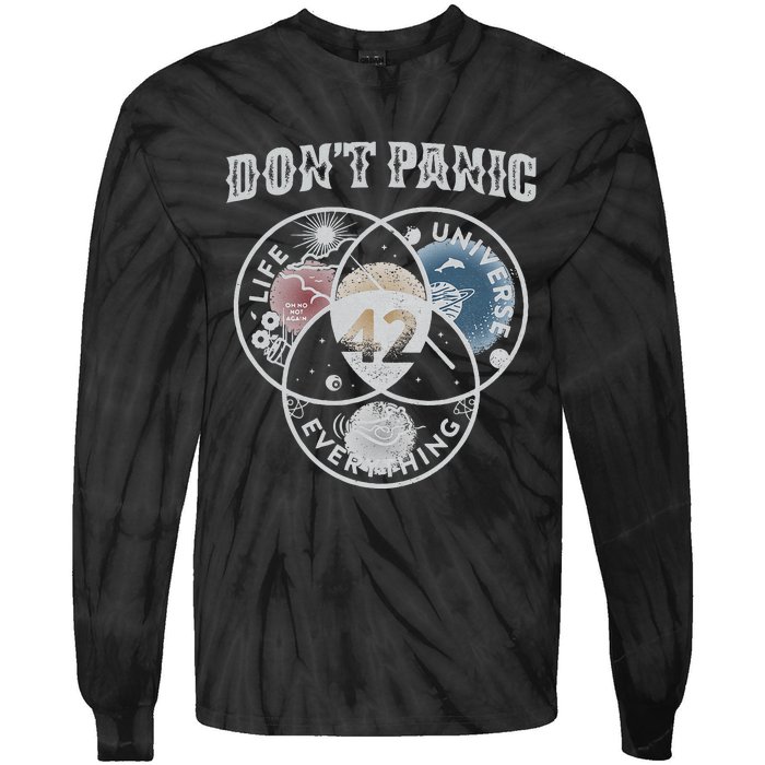 Venn Diagram DonT Panic Life The Universe And Everything 42 Tie-Dye Long Sleeve Shirt