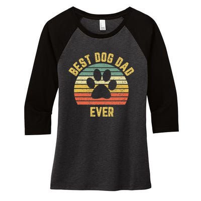 Vintage Dog Dad Cool Fathers Day Gift Retro Women's Tri-Blend 3/4-Sleeve Raglan Shirt