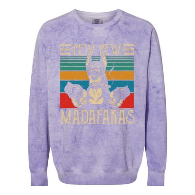 Vintage Doberman Dog Pew Pew Madafakas Crazy Dog Lovers Gift Colorblast Crewneck Sweatshirt