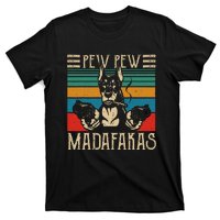 Vintage Doberman Dog Pew Pew Madafakas Crazy Dog Lovers Gift T-Shirt