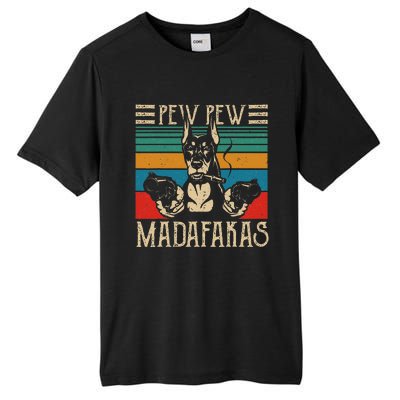 Vintage Doberman Dog Pew Pew Madafakas Crazy Dog Lovers Gift Tall Fusion ChromaSoft Performance T-Shirt