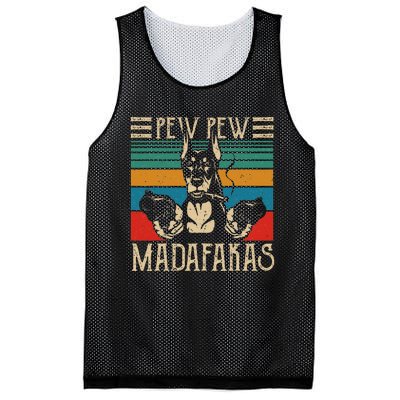 Vintage Doberman Dog Pew Pew Madafakas Crazy Dog Lovers Gift Mesh Reversible Basketball Jersey Tank