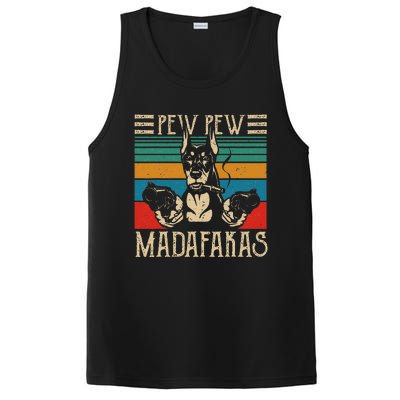 Vintage Doberman Dog Pew Pew Madafakas Crazy Dog Lovers Gift PosiCharge Competitor Tank