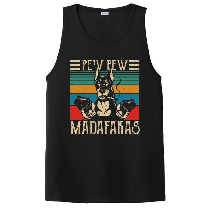 Vintage Doberman Dog Pew Pew Madafakas Crazy Dog Lovers Gift PosiCharge Competitor Tank