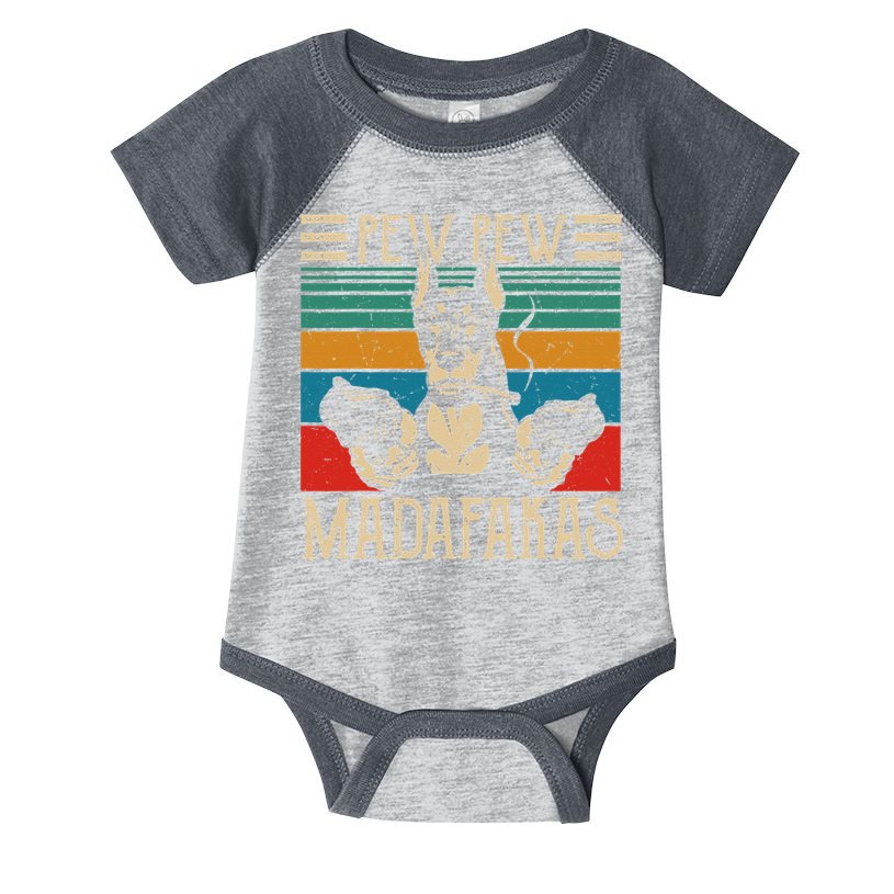 Vintage Doberman Dog Pew Pew Madafakas Crazy Dog Lovers Gift Infant Baby Jersey Bodysuit
