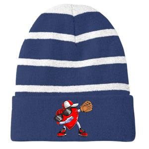 Valentines Day Dabbing Heart Baseball Catcher Striped Beanie with Solid Band