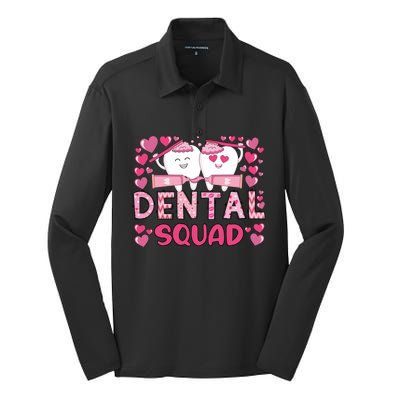 Valentines Day Dental Squad Valentine Dental Assistant Meaningful Gift Silk Touch Performance Long Sleeve Polo