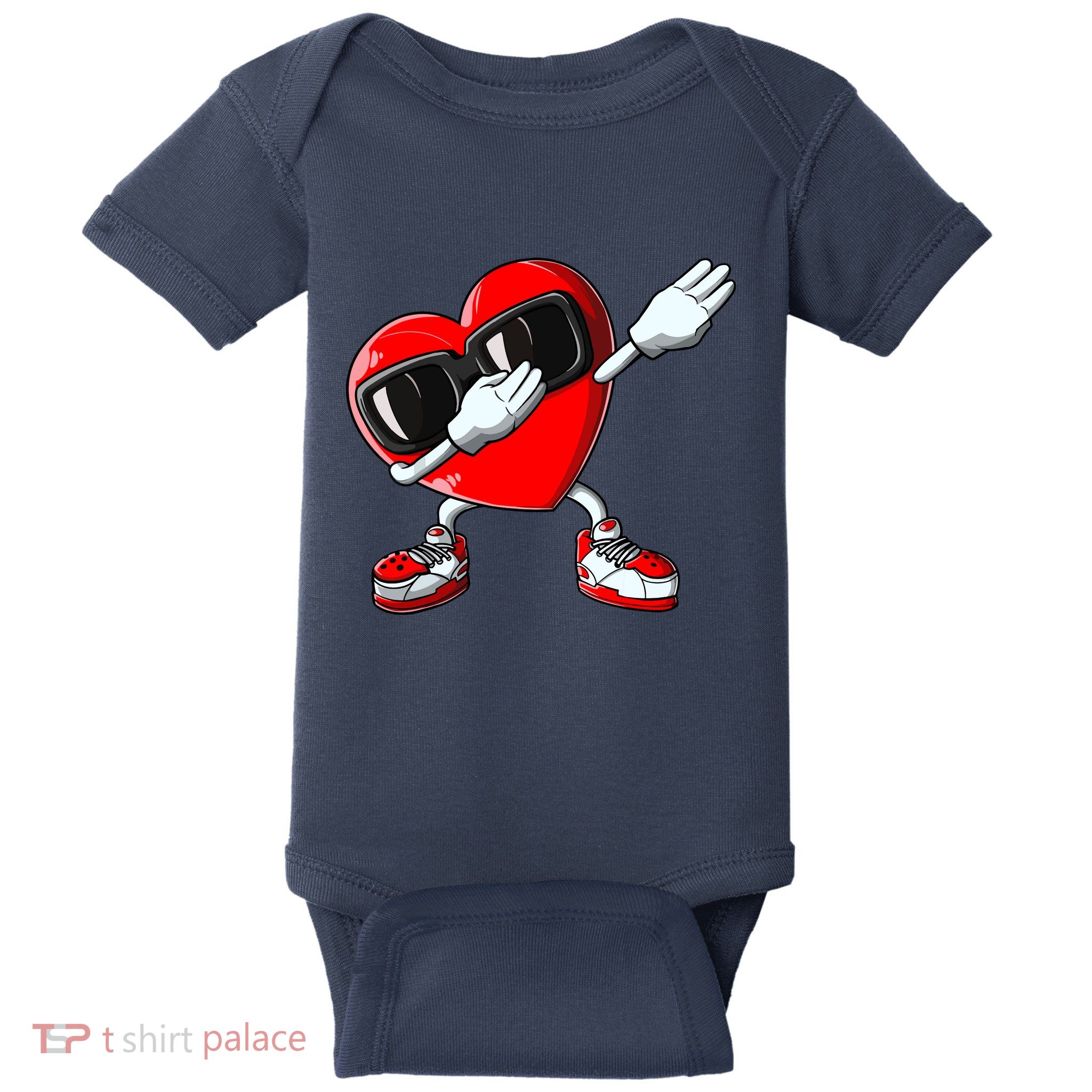 Valentines Day Dabbing Heart Boy Girl Love Dab Dance Funny Baby Bodysuit