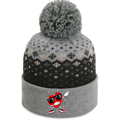 Valentines Day Dabbing Heart Funny Valentine's Day The Baniff Cuffed Pom Beanie