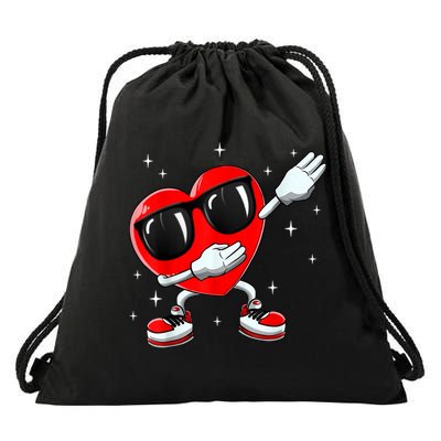 Valentines Day Dabbing Heart Funny Valentine's Day Drawstring Bag