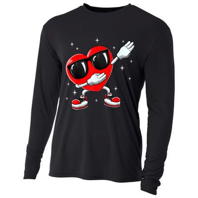 Valentines Day Dabbing Heart Funny Valentine's Day Cooling Performance Long Sleeve Crew