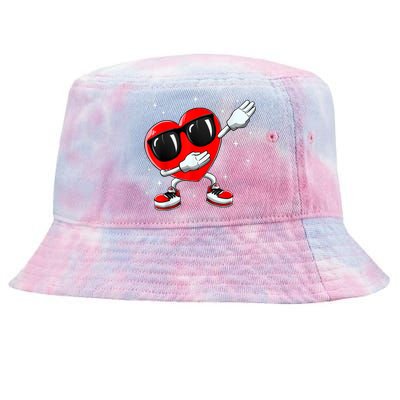 Valentines Day Dabbing Heart Funny Valentine's Day Tie-Dyed Bucket Hat