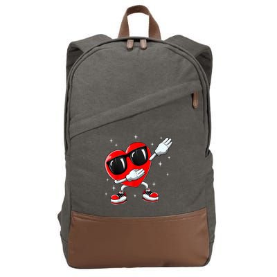 Valentines Day Dabbing Heart Funny Valentine's Day Cotton Canvas Backpack