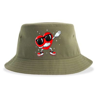 Valentines Day Dabbing Heart Funny Valentine's Day Sustainable Bucket Hat