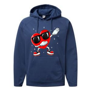 Valentines Day Dabbing Heart Funny Valentine's Day Performance Fleece Hoodie