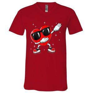 Valentines Day Dabbing Heart Funny Valentine's Day V-Neck T-Shirt