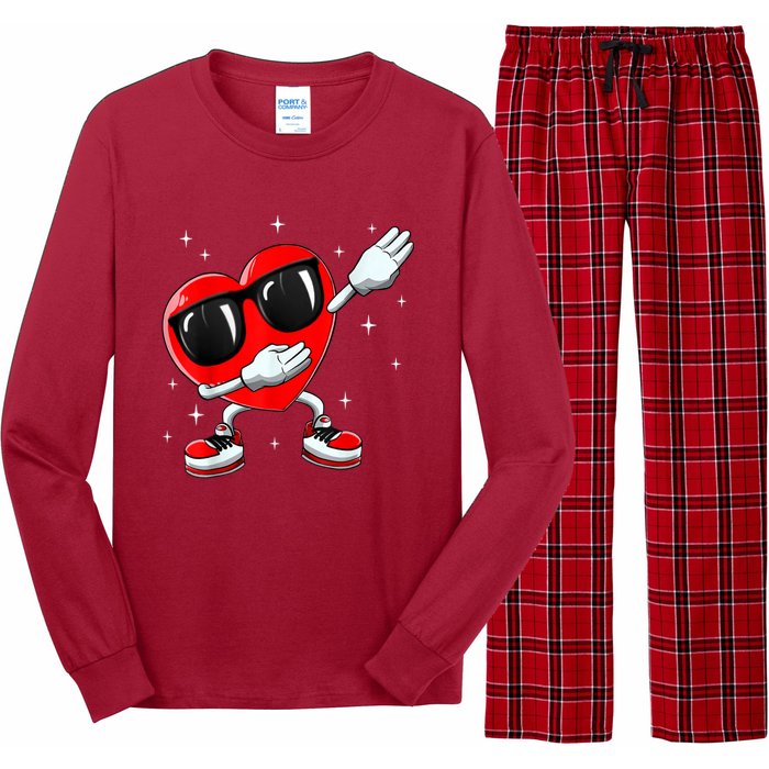 Valentines Day Dabbing Heart Funny Valentine's Day Long Sleeve Pajama Set