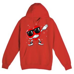 Valentines Day Dabbing Heart Funny Valentine's Day Premium Pullover Hoodie