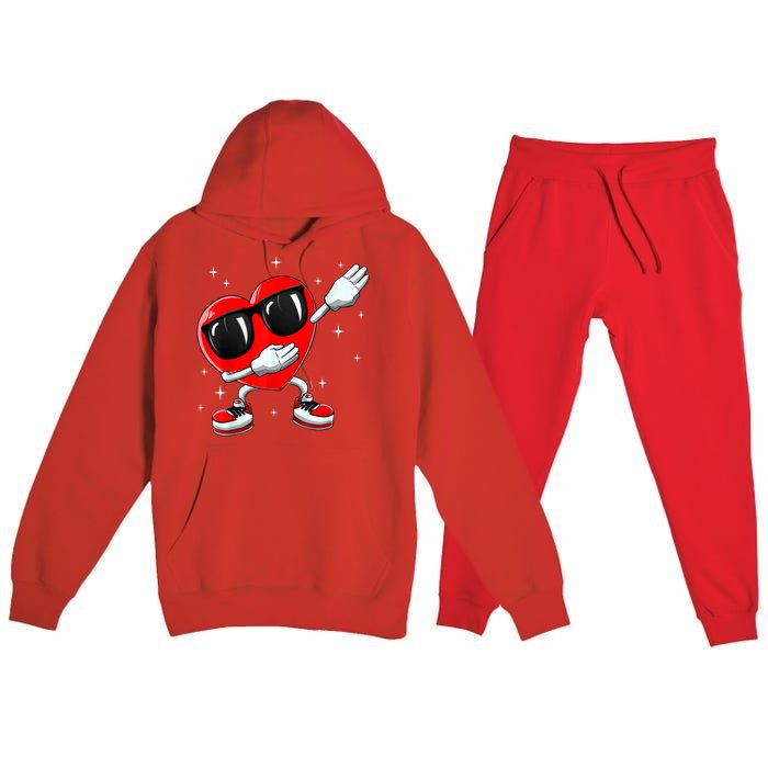 Valentines Day Dabbing Heart Funny Valentine's Day Premium Hooded Sweatsuit Set