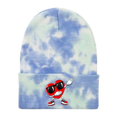 Valentines Day Dabbing Heart Funny Valentine's Day Tie Dye 12in Knit Beanie