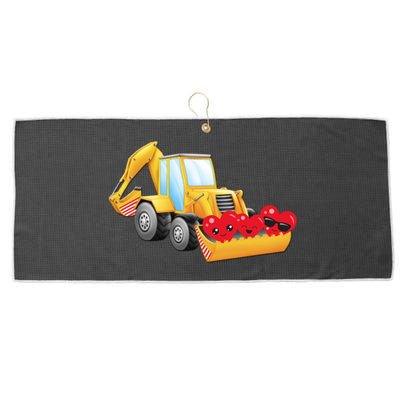 Valentine's Day Digger Loader Hearts Emoticons Gift Large Microfiber Waffle Golf Towel