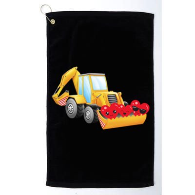 Valentine's Day Digger Loader Hearts Emoticons Gift Platinum Collection Golf Towel