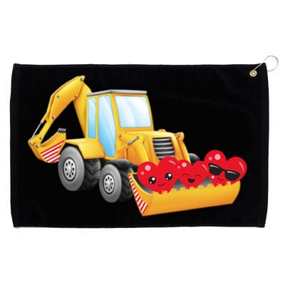 Valentine's Day Digger Loader Hearts Emoticons Gift Grommeted Golf Towel