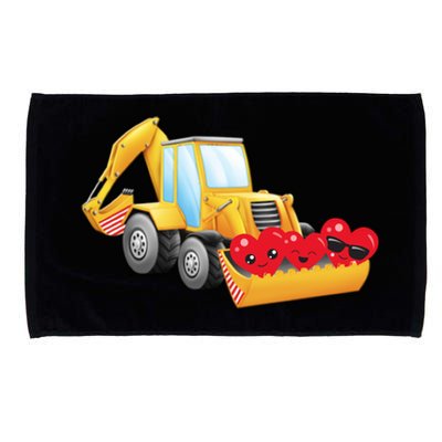 Valentine's Day Digger Loader Hearts Emoticons Gift Microfiber Hand Towel