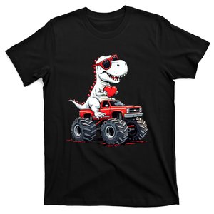 ValentineS Day Dinosaur Monster Truck With Heart Cute Love Design T-Shirt