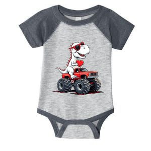 ValentineS Day Dinosaur Monster Truck With Heart Cute Love Design Infant Baby Jersey Bodysuit