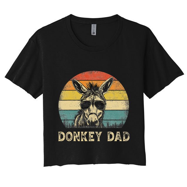 Vintage Donkey Dad Donkey Lovers Daddy FatherS Day Crop Top