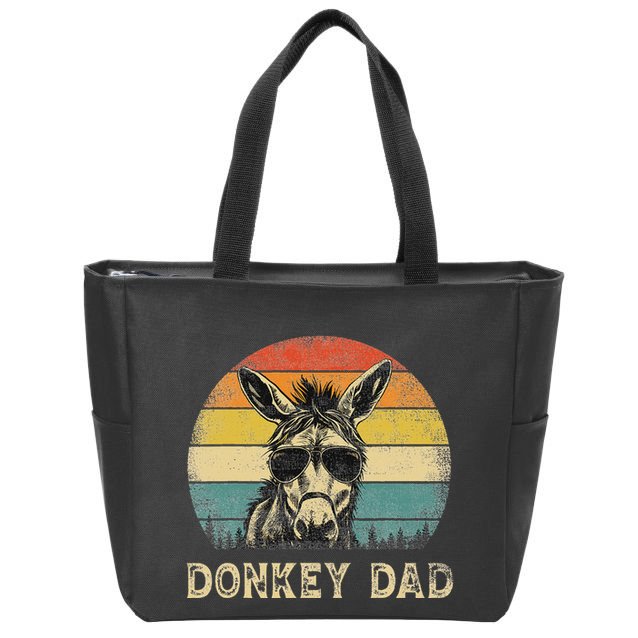 Vintage Donkey Dad Donkey Lovers Daddy FatherS Day Zip Tote Bag