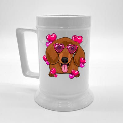 Valentines Day Dachshund Heart Glasses Funny Dog Lover Gift Beer Stein