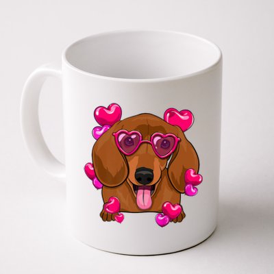 Valentines Day Dachshund Heart Glasses Funny Dog Lover Gift Coffee Mug