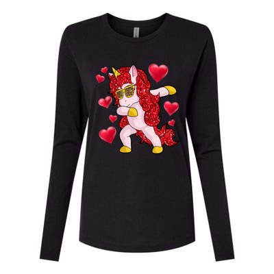 Valentine's Day Dabbing Unicorn Cute Valentines Great Gift Womens Cotton Relaxed Long Sleeve T-Shirt