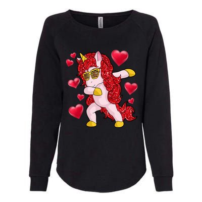 Valentine's Day Dabbing Unicorn Cute Valentines Great Gift Womens California Wash Sweatshirt