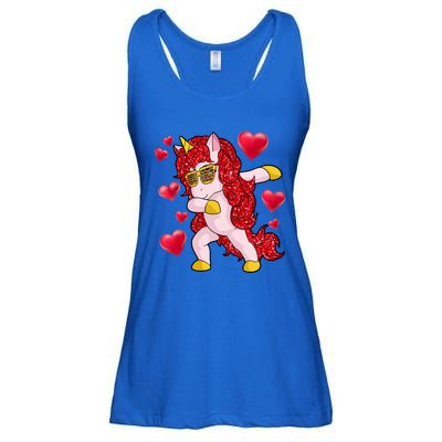 Valentine's Day Dabbing Unicorn Cute Valentines Great Gift Ladies Essential Flowy Tank